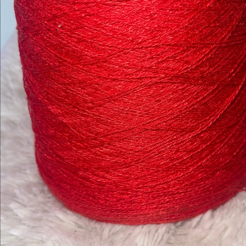 Vintage 100% cotton Vibrant Red Yarn Spool for crafting